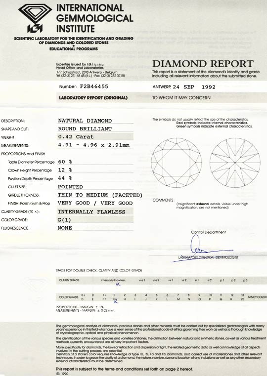 Foto 9 - Diamant IGI 0,42ct Lupenrein Top Wesselton VG/VG, D5586