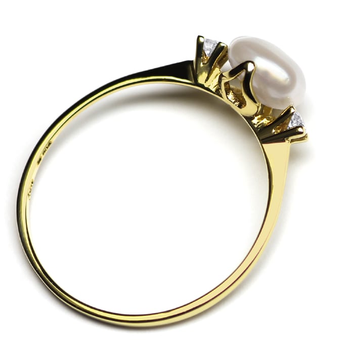 Foto 3 - Diamantenring mit Biwa Perle und Brillanten in Gelbgold, Q1347